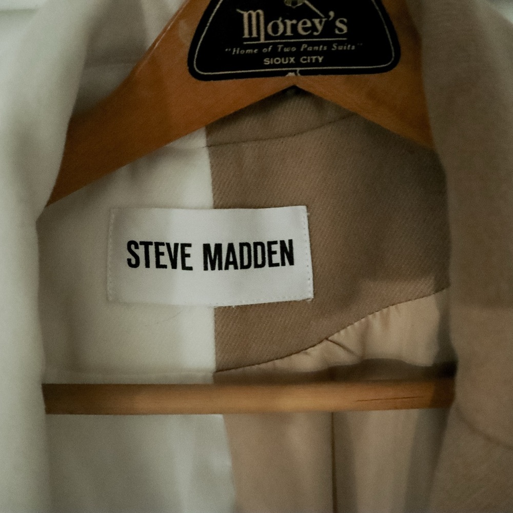 Steve Madden Two-Tone Cream and Brown Trench Coat - Picture 2 of 3